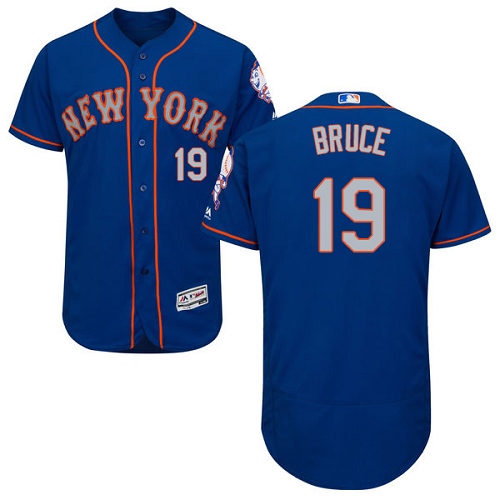 Mets #19 Jay Bruce Blue(Grey NO.) Flexbase Authentic Collection Stitched MLB Jersey - Click Image to Close